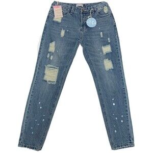 TEA & Cup Juniors Size 3 Capri Jeans Ripped Distressed New with‎ Tags Gift